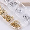 12 Grids/Box Gold Silver Pearls for Nails 3D Half Round Pearl Nail Charms Metal Nail Pearls for Nail Art Supplies Caviar Beads Pearl Charms for Nails Design Flatback Pearl Nail Beads Nail Decorations