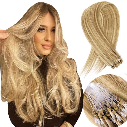 MioYio Microlink Hair Extensions Human Hair #18613 Blonde， Micro link Hair Extensions Human Hair ，Microlink Hair Extensions, Microlink Extensions ，Microlink Extensions Human 18inch 30g/pack