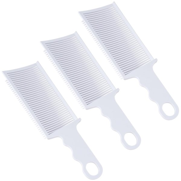 CustomyLife 3pcs Barber Fade Comb for Men, Heat-Resistant ABS Professional Clipper Comb, Anti-Static Curved Back Triangular Tooth Haircut Comb for Various Short Haircuts-White