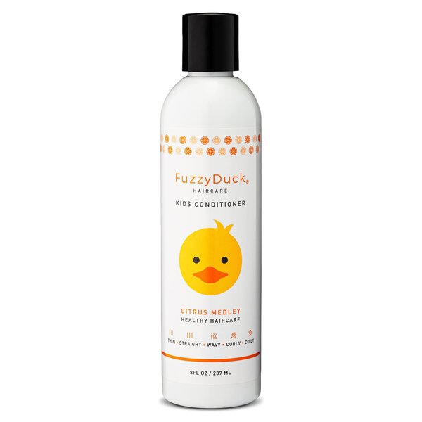 FuzzyDuck Kids Conditioner, All Hair Types, Moisturizer, made w/Aloe, Sea Botanicals & Honey that reduces Frizz, increases Moisture Content & Manageability for Smooth & Silky Hair-Citrus Medley, 8oz