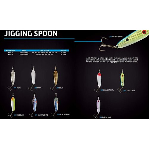 War Eagle Custom Lures Jigging Spoon Fishing Lure with Built-in Swivel and EWG Treble Hook, White, 1/2 oz