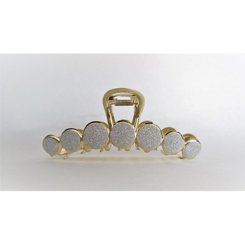 Generic Long gold metal and silver glitter circles hair claw clip