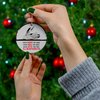 Funny Peeking Every Snack You Make Cream Llama Christmas Ornament - White Circle Ceramic Decoration - Keepsake Gifts for Llama Lovers