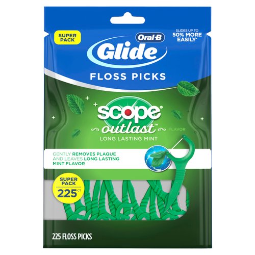 Oral-B Glide with Scope Outlast Dental Floss Picks, Mint, 225 Picks