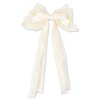 Bow Hair Clips with Long Tail Big Bow Hair Accessories for Women Bow Decor Bridal Hair Clip Pearl Bow Barrette Hair Clip Flower Girl Hair Bows for Wedding First Communion Hair Bows for Girl Ponytail