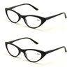 V.W.E. 2 Pairs Deluxe Female Cateye Vintage Reading Glasses Women Readers (2 Black, 2.75)