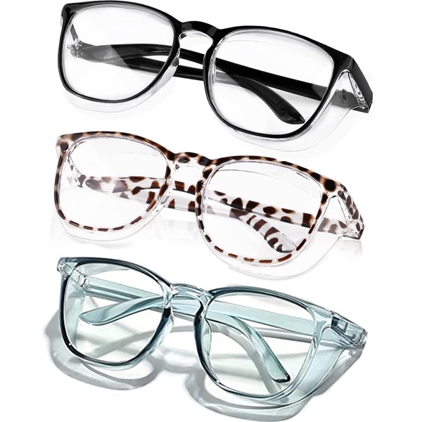 SQIMZAR 3 PCS Safety Glasses Goggles For Women Nurses Protective Eyewear,Anti Fog Safety Goggles