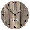 Funny Wood Wall Clock Live Love Lake Time Easy to Read Easy to Use Wall Clock Rural Round Wood Clock for Lake House Deck Office Kitchen Country Wall Decor Wall Decoration