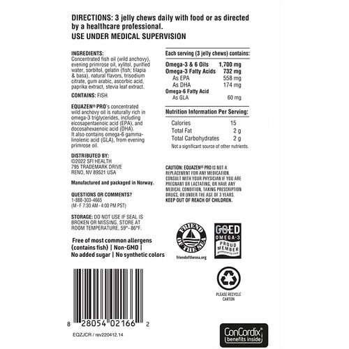 Equazen PRO Fish Oil - Clinically Tested to Improve Focus, Learning + Behavior in Children, Teens - DHA/EPA Omega-3 + Omega-6 Supplement for Brain Support* (45 Jelly Chews)