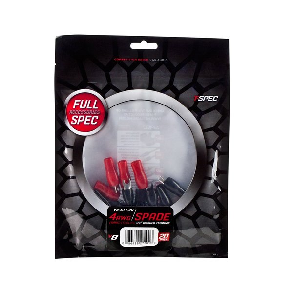 T-Spec V8-ST1-20 V8 Series Nickel Plated Spade Terminal, 20 Pack