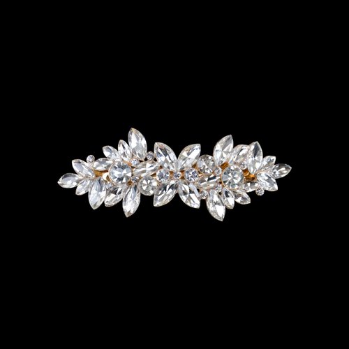 Hair Barrettes for Women, Rhinestone Hair Clips Sparkle Hair Barrettes Crystal Hair Clips for Women Girls Fancy Bridal Hair Clips Wedding Hair Accessories (Gold)