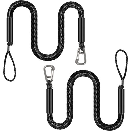 Bungee Dock Line with Hook, Black Mooring Rope for Boat 4 ft 2 Pack