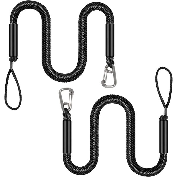 Bungee Dock Line with Hook, Black Mooring Rope for Boat 4 ft 2 Pack
