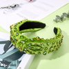 CENAPOG St Patrick's Day Rhinestone Knotted Headband for Women Green Crystal Embellished Hairbands Twist Turban Headband Elastic Wide Velvet Hair Hoop Party Holiday Headwear for Girls (Green)