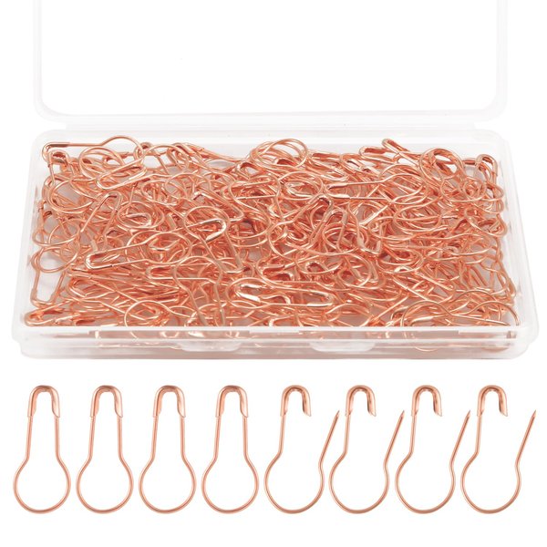 120pcs 22x10mm/0.86x0.39 Safety Pins, Metal Light Bulb Sewing Safety Pins Small Gourd Pins for Clothes Crafts Quilting Charms Buttons (Rose Gold)
