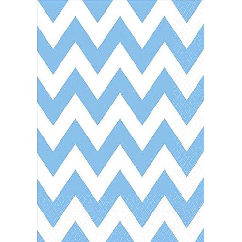 Party Perfect Disposable Chevron Print Luncheon Napkins Tableware, 16 Pieces, Made from Paper, Pastel Blue, by Amscan