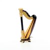 Seawoo Wooden Miniature Harp with Case Mini Musical Instrument Replica Miniature Dollhouse Model Home Decoration (3.54"x1.97"x0.91")