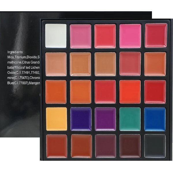 YARLADY 25 color Lipstick Lip Gloss Palette 24H Long-lasting moisturizing Waterproof matte Lip Palette Makeup,Pigmented Festival Halloween Body Face Paint Matte Lipstick Set