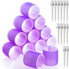 Jumbo Hair Curlers Rollers, 12Pcs Hair Roller Curlers Self Grip Holding Rollers with12 Stainless Steel Duckbill Clips for Long Hair Volume (Purple)