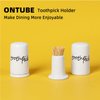 ONTUBE Ceramic Toothpick Holder Dispenser with Lid, Set of 2, White