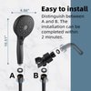 Heemli 12 Functions Shower Head with handheld, Hand held Shower with ON/OFF Pause Switch, High Pressure Shower Head Set with Hose Adjustable Bracket Rubber Washers - Black - U.S. Design Patents