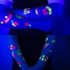 89 PCS Glow in The Dark Neon Temporary Tattoos, Fluorescence UV Blacklight Body Face Fake Tattoo Stickers for Kids Women Men, Glow Tiny Tattoo for Birthday Makeup Rave Party Accessories Decoration