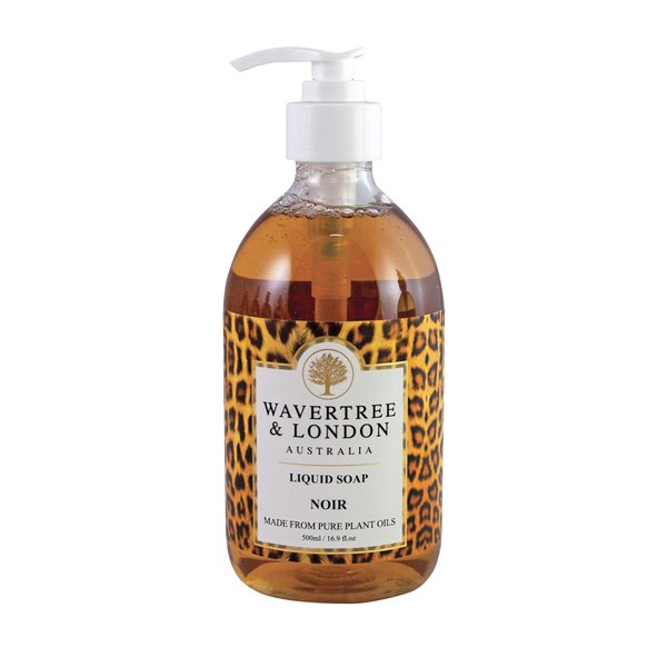 Wavertree & London Natural Liquid Soap Bottle with Dispenser Pump, Noir Scented Liquid Hand Soap for Bathroom, Kitchen - Australia Made Moisturizing Plant Oil Body & Hand Wash Soap