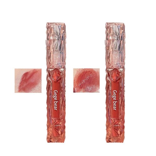 Diamond Moisturizing Mirror Lip Gloss Summer Moisturizing Liquid Lipstick Spring Peach Sleeping Agate Two Color Packaging Durable Waterproof Daily Stage Makeup For Women
