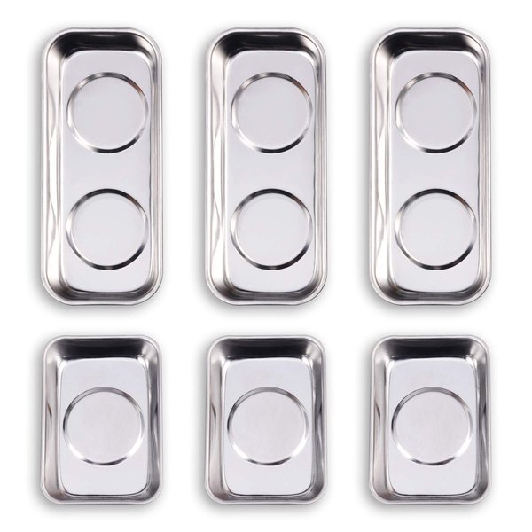 WXTOOLS 6-Piece Magnetic Tray Set (3.6" x 2.4" / 5.9" x 2.5" Square), Magnet Tool Trays Parts Holder, Best Gift for Men, Women, DIY Handyman, Woodworker, Father