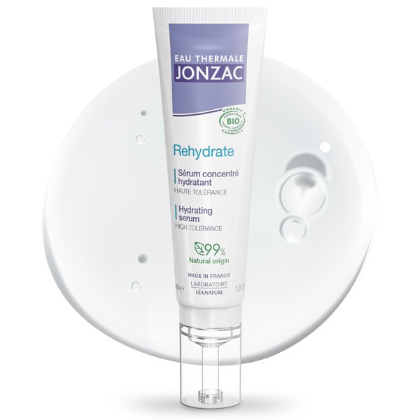 Eau Thermale Jonzac Rehydrate Organic Pure Hyaluronic Acid Hydrating Serum for Face - 24H Hydration - Plump and Repair Dehydrated Skin - Safe for Sensitive Skin - 1.01 fl oz