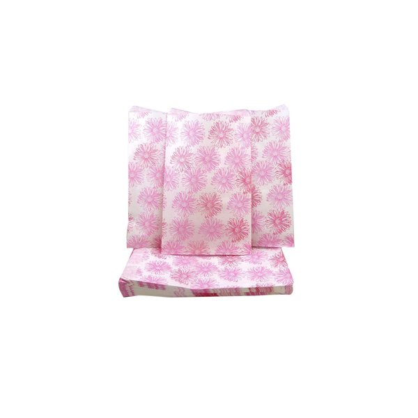 CuteBox Pink Flower Flat Paper Gift Bags 200pcs (6" x 9") for Merchandise, Crafts, Party Favors, Tradeshows, Retail, Handmade Goods, Arts and Crafts, Outdoor Events, Holidays, Weddings