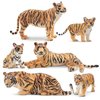 Toymany 6PCS Realistic Tigers Figurines with Tiger Cubs, 2-6" Jungle Animals Figures Family Set, Educational Toy Cake Toppers Christmas Birthday Gift for Kids Toddlers