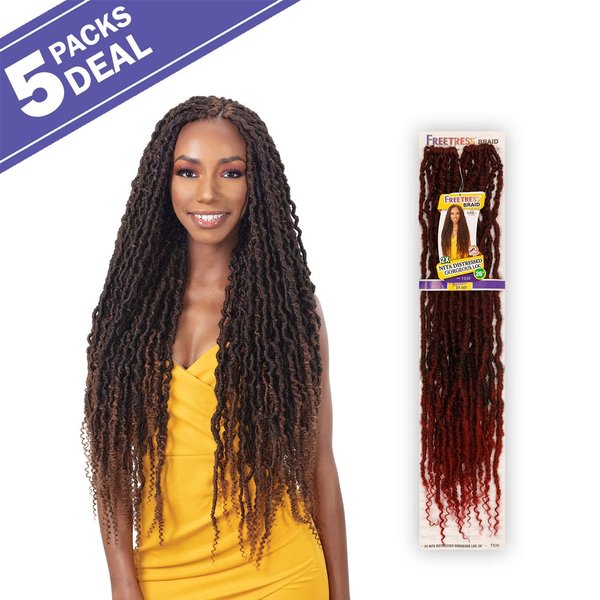 FreeTress Crochet Braids 2X Nita Distressed Gorgeous Loc 26" (5-Pack, 613)