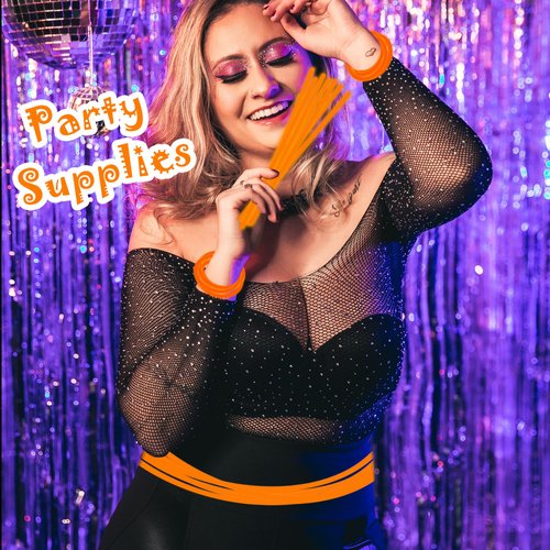 ILHSTY 100 Pcs 8'' Orange Glow Sticks Glow In The Dark Party Favors Supplies Bright GlowSticks Necklaces Bulk for Christmas Halloween 4th of July Easter Carnival Birthday Neon Party (Orange*100)