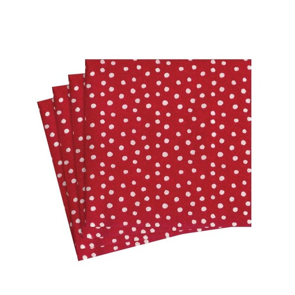 Entertaining with Caspari Small Dots Cocktail Napkins, Red, (Pack of 20)