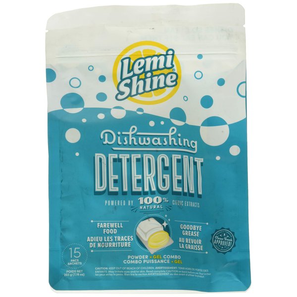 Lemi Shine Dish Detergent Pacs, Natural Citric Extracts 15ct
