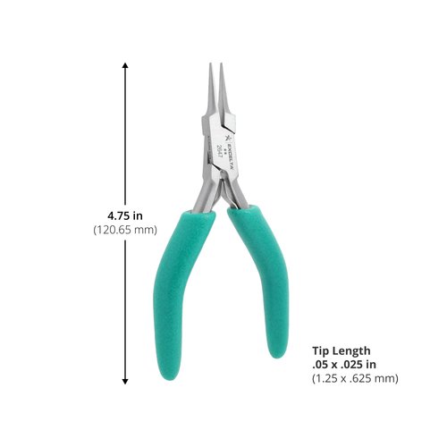 Excelta Small Needle Nose Pliers, Soft-Cushioned Grip, Easy-to-Use, Stainless Steel, Perfect for Detailed Work with Secure Hold & Gentle Spring Mechanism, 4.75" (118.75mm), Intermediate