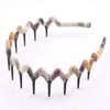 5PCS Zig Zag Wrapped Cloth Headband Plastic Sharks Tooth Hair Comb Hair Hoop Headwear Accessory for Lady Women