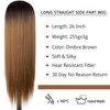 SOUTHEARTH Ombre Brown Wig for Women Long Straight Wigs Side Part Synthetic Wig for Daily Party Use