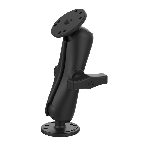 RAM Mounts Double Ball Mount with Two Round Plates RAM-101U with Medium Arm for Drill-down Mounting