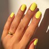 Yellow Press on Nails Short,KXAMELIE False Nails Short Square Nails Press ons,Acrylic Nails Glue on Nails Set,Stick on Nails for Women Fake Nails for Girls Daily Wear in 24PCS