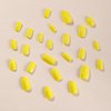 Yellow Press on Nails Medium Coffin Fake Nails with Glue Glossy Stick on Nails Solid Color False Nails with Designs Square Full Cover Acrylic Nails Reusable Artificial Nails for Women and Girls 24PCS