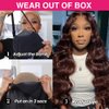 250% Density Wear And Go Chocolate Brown Body Wave Lace Front Wigs Human Hair 5x5 HD Lace Front Wigs For Women Auburn Brown Colored with Baby Hair Glueless Wigs Human Hair Full And Thick 24Inch