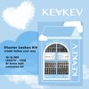 KevKev DIY Lash Extension Kit Eyelash Extension Kit 2 Styles Lash Clusters Kit with 216 Pcs Individual Cluster Lashes Lash Bond and Seal Eyelash Remover Lash Overnighter (Cloudy+Morning, 10-16Mix)