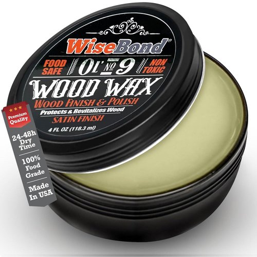WiseBond Ol’ No.9 Wood Wax Oil Satin Finish (4oz), Revitalize & Restore Hardwood Furniture, Easy to Use Polish, Condition, Restore, Protect and Waterproof for Wooden Surfaces
