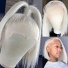 RHAH Glueless Wigs Human Hair 60# Grey Platinum Blonde Bob Wigs for Black Women 13x4 HD Transparent Lace Front Wigs 10 Inch Silky Straight Ash Blonde Wig Human Hair with Baby Hair Pre plucked Frontal