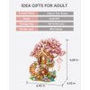 Japanese Sakura Tree House Building Blocks Set, Pink Cherry Tree Bonsai Creative Architecture, Home Decor or Idea Gifts for Adults and Kids, Mini Particles 1149 PCS (1381)