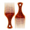 LiaSun 2 Pack Hair Pick Comb Amber Smooth Afro Comb Lift Detangle Hair Comb Hair Styling Tools for Curly, Thick, Medium, Long Hair, Facial Hair (Amber)
