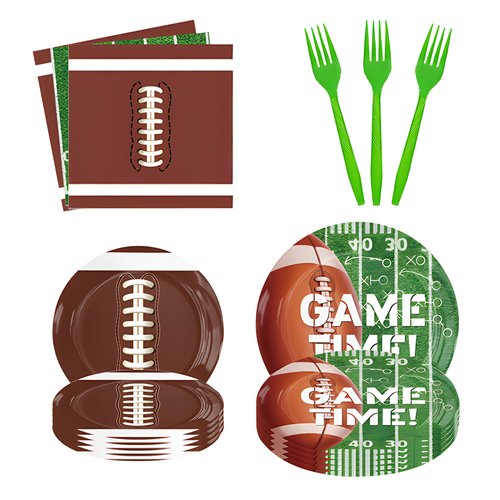 Football Party Favors, 96 Pcs Football Party Decorations-Serves 24, Birthday Plates and Napkins Kit for Football Sports Theme Game Day Tailgate Party Decorations