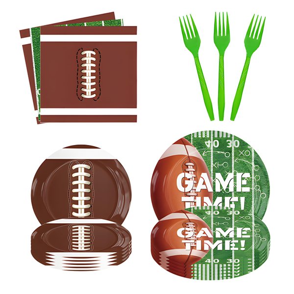 Football Party Favors, 96 Pcs Football Party Decorations-Serves 24, Birthday Plates and Napkins Kit for Football Sports Theme Game Day Tailgate Party Decorations